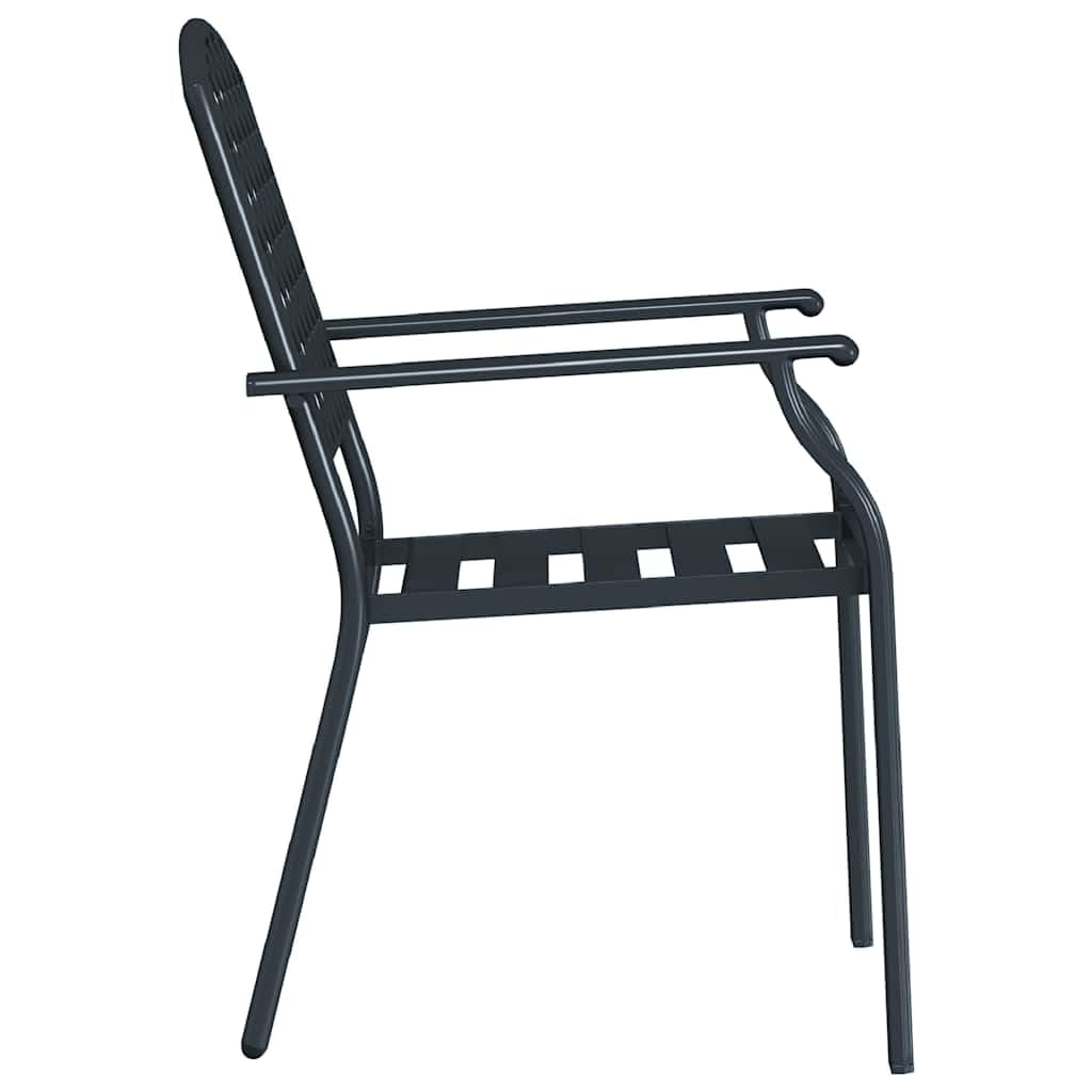 Anthracite Powder-Coated Steel Stacking Chairs Set of 2 N4214