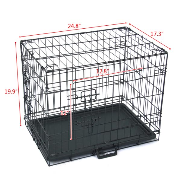 24-48 Inch Folding Dog Crate with Tray and Divider Panel B304