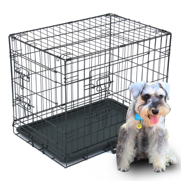 24-48 Inch Folding Dog Crate with Tray and Divider Panel B304