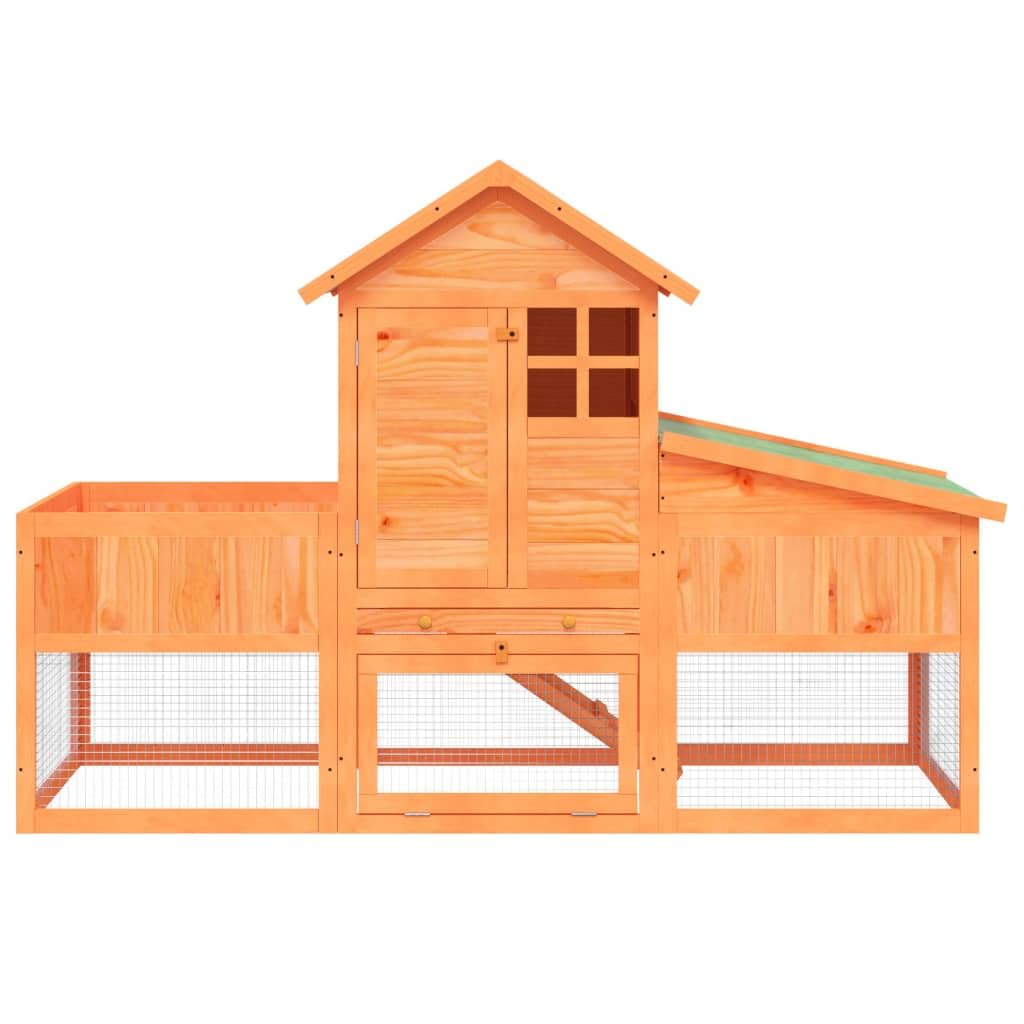 2-Tier Wooden Rabbit Hutch with Run and Nesting Box R170