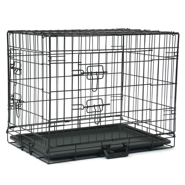 24-48 Inch Folding Dog Crate with Tray and Divider Panel B304