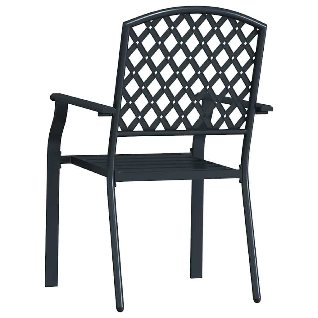 Anthracite Powder-Coated Steel Stacking Chairs Set of 2 N4214