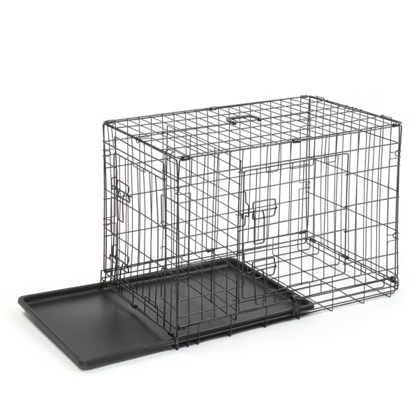 24-48 Inch Folding Dog Crate with Tray and Divider Panel B304