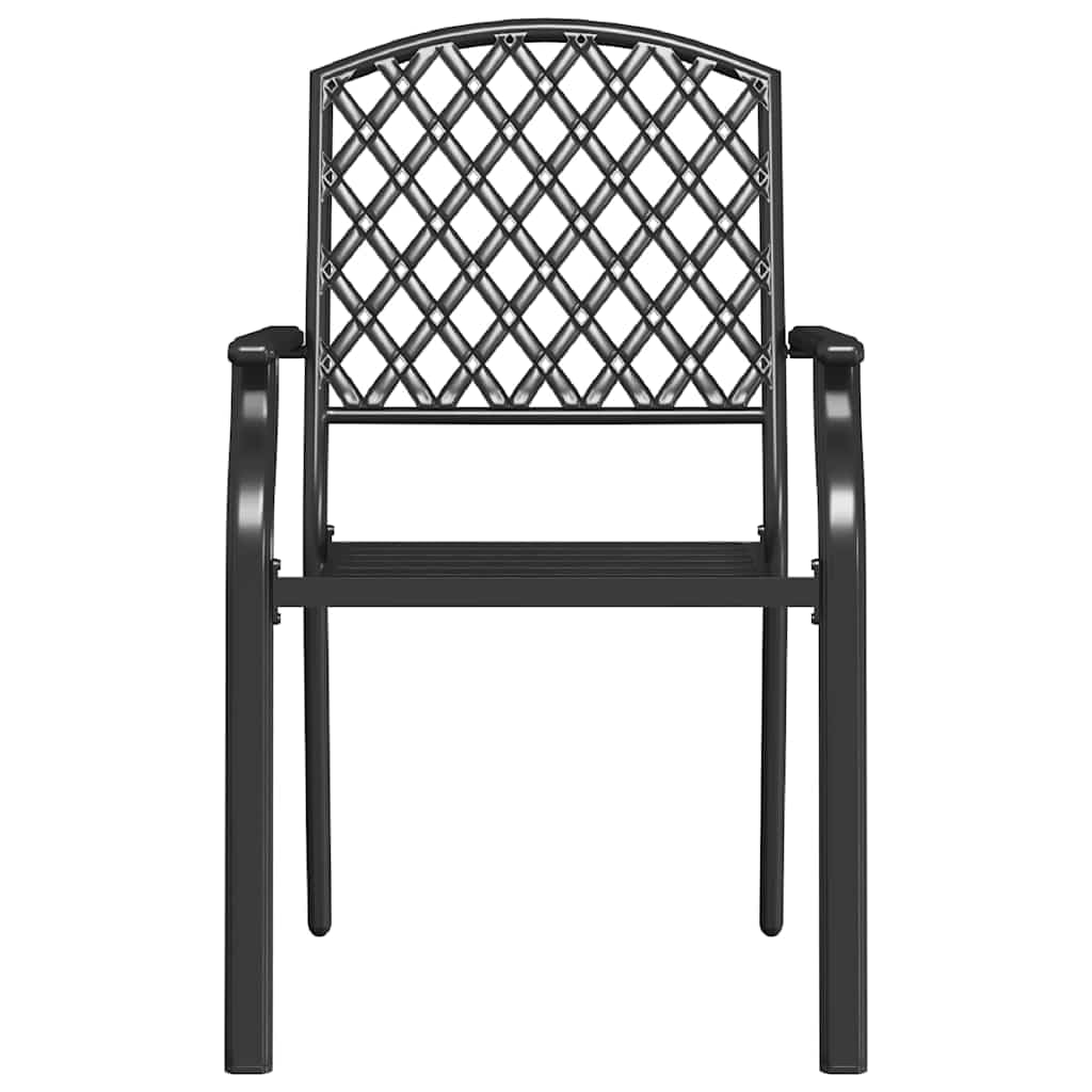 Anthracite Powder-Coated Steel Stacking Chairs Set of 2 N4214