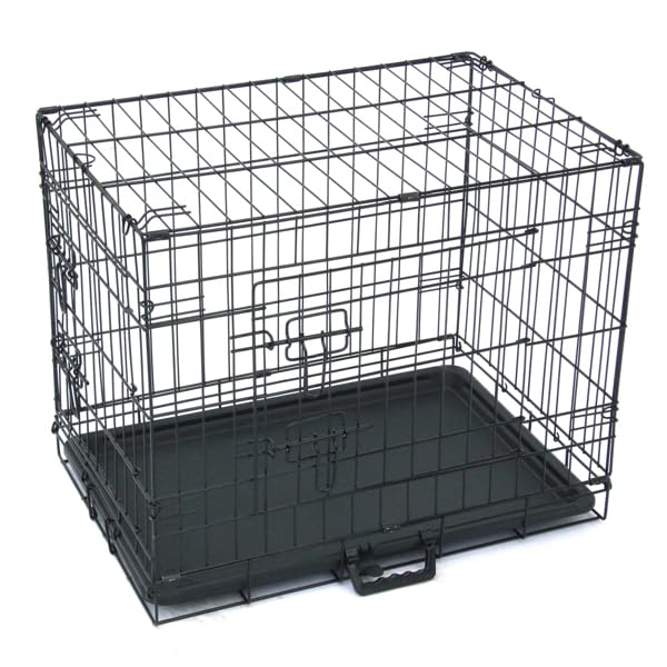 24-48 Inch Folding Dog Crate with Tray and Divider Panel B304