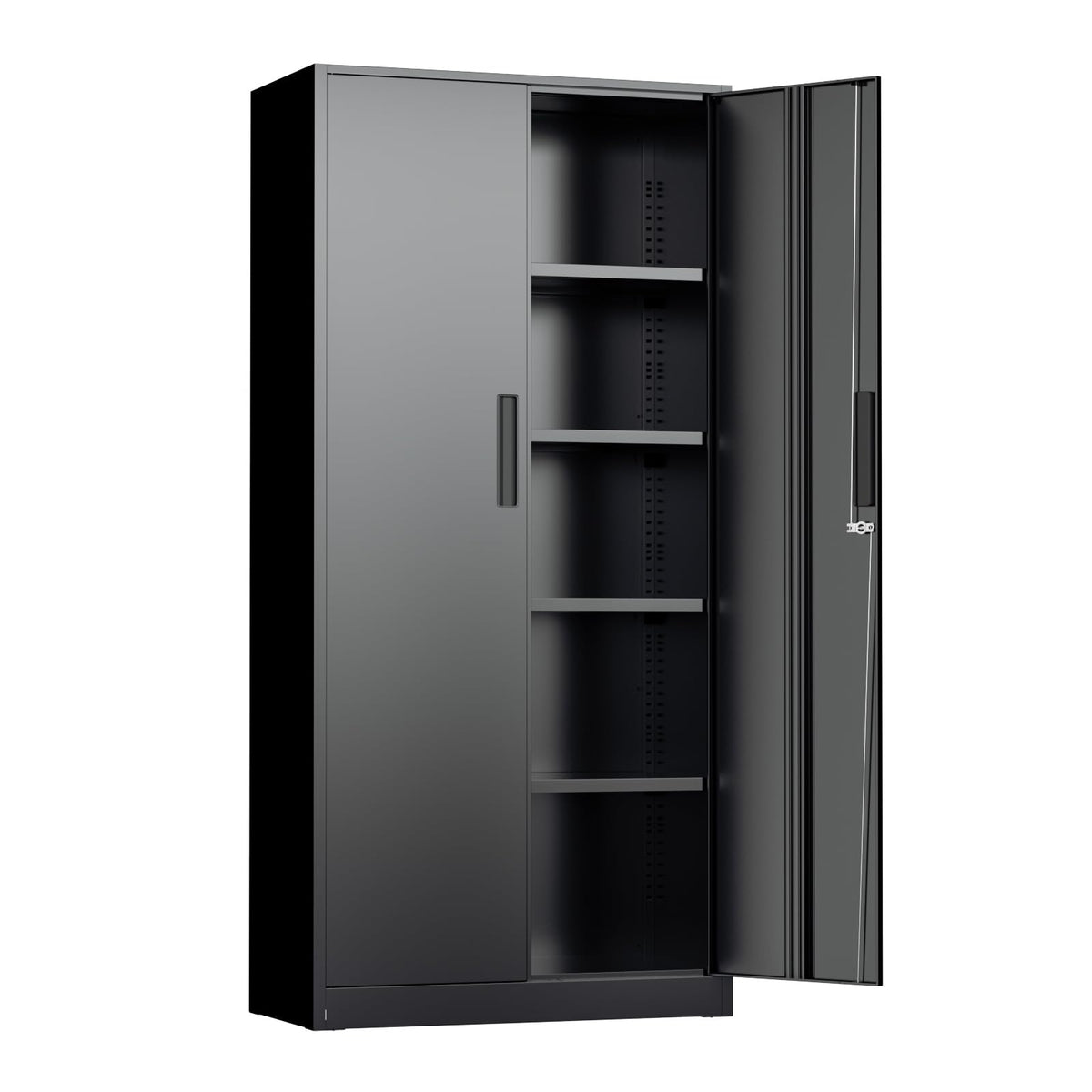 Black 72" Locking Steel Storage Cabinet with 4 Adjustable Shelves I79290