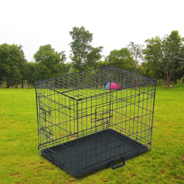 24-48 Inch Folding Dog Crate with Tray and Divider Panel B304