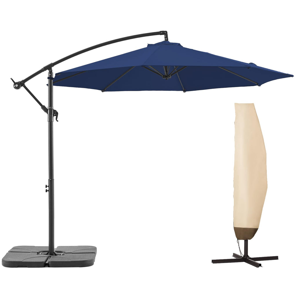 10 FT Navy Blue Patio Offset Umbrella L616
