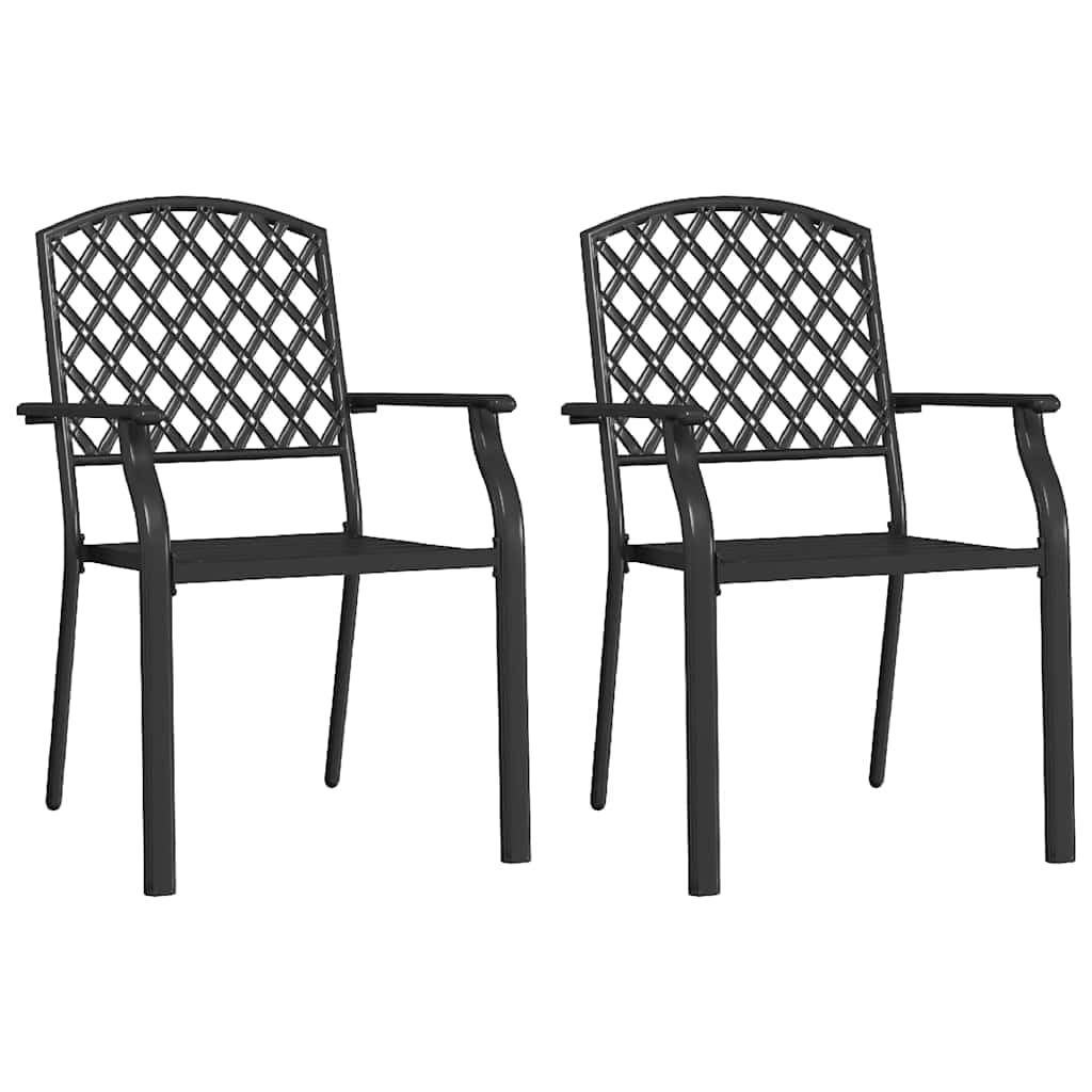 Anthracite Powder-Coated Steel Stacking Chairs Set of 2 N4214