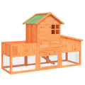 2-Tier Wooden Rabbit Hutch with Run and Nesting Box R170