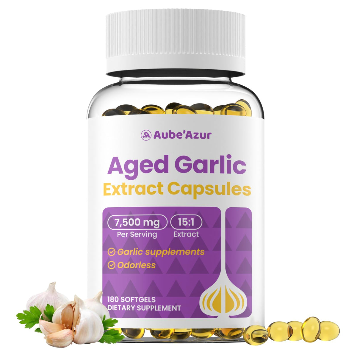 Aged Garlic Extract Capsules 7500mg 180 Softgels W650
