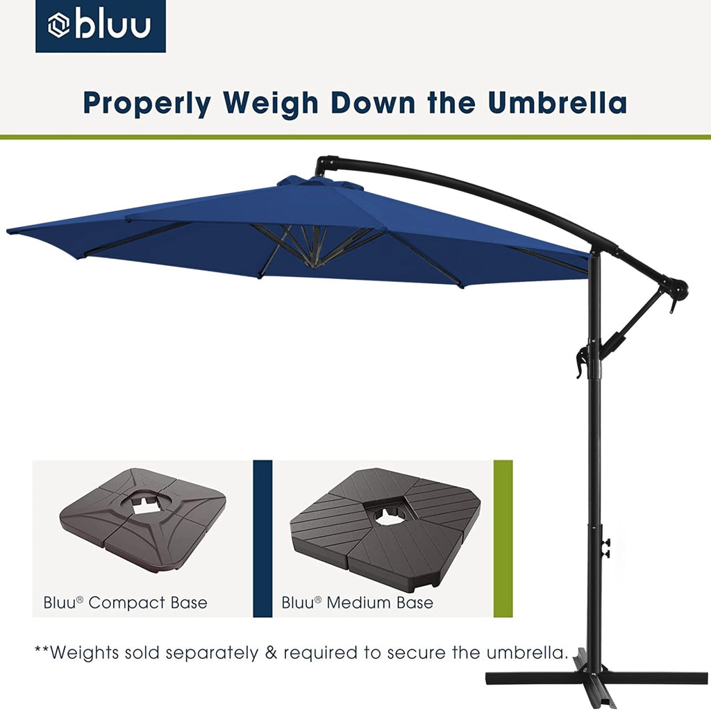10 FT Navy Blue Patio Offset Umbrella L616
