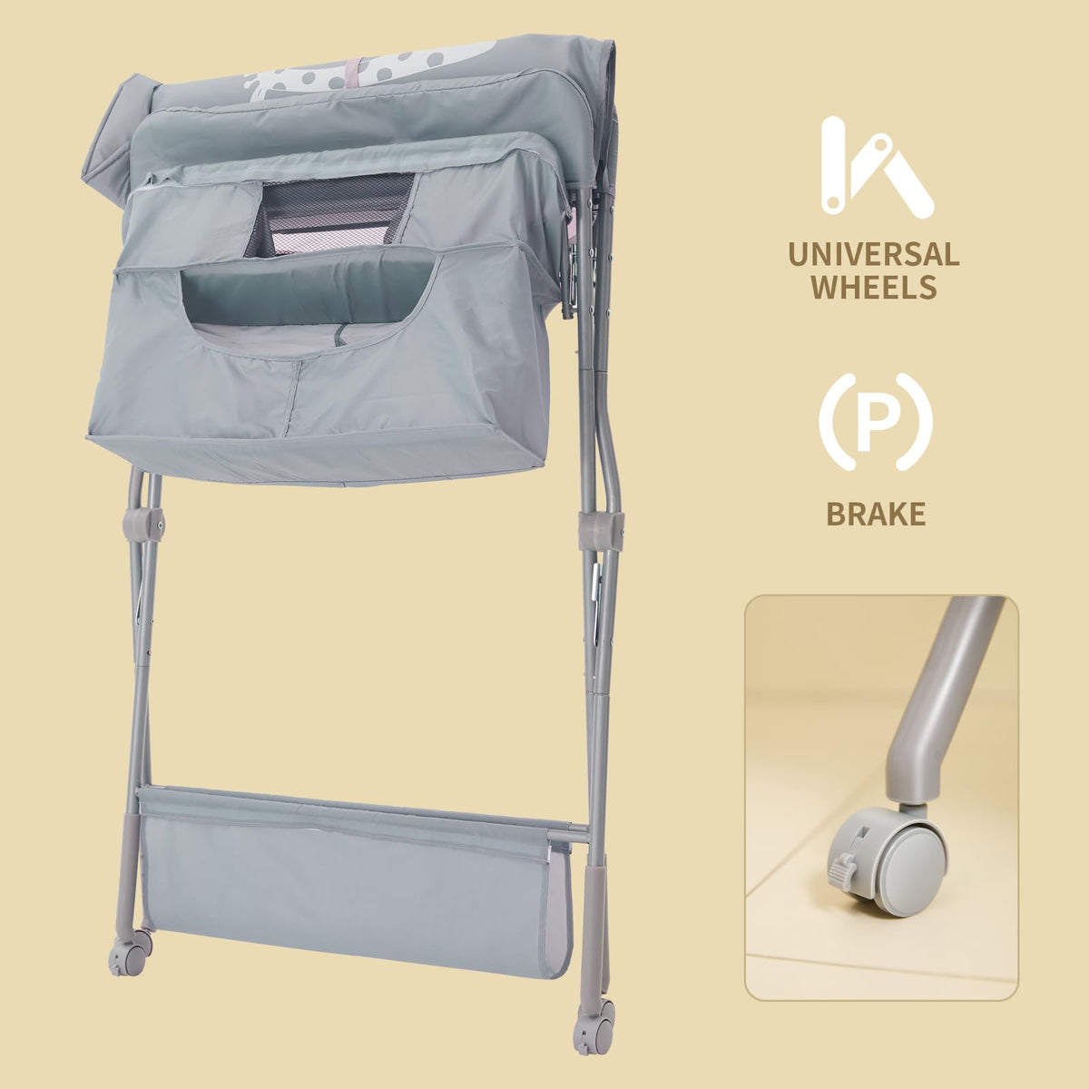 Foldable Baby Changing Table with Wheels I864903