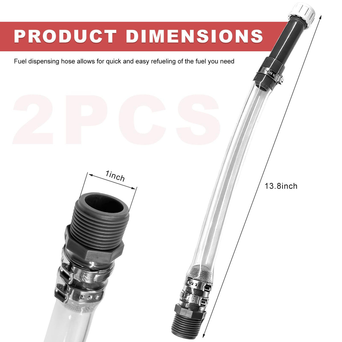 2PCS Clear Fuel Filler Jug Hose Quick Fill Spout Q87363