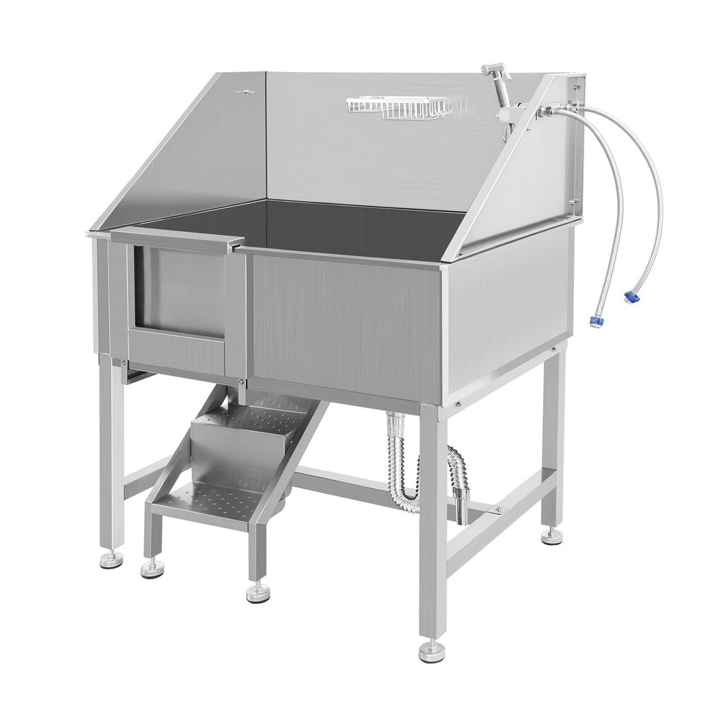 38" Stainless Steel Dog Grooming Tub with Sliding Door S23071