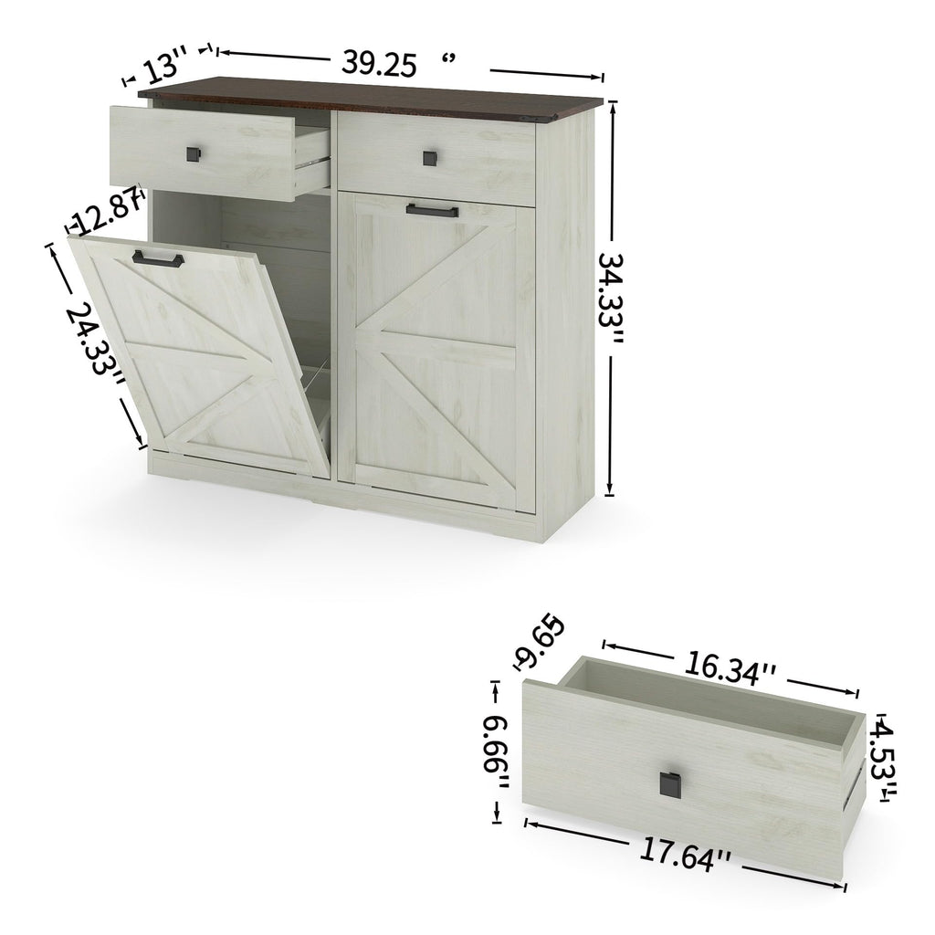 Double Tilt Out Trash Cabinet, Fits 2 10 Gallon Bins, Antique White Y804