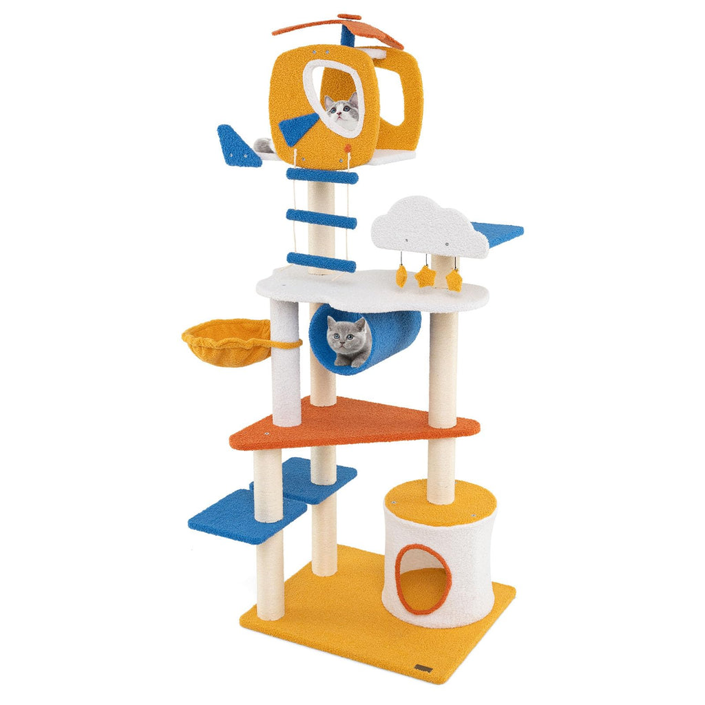 70 inch Multi-Level Cat Tree Tower with Scratching Posts K829