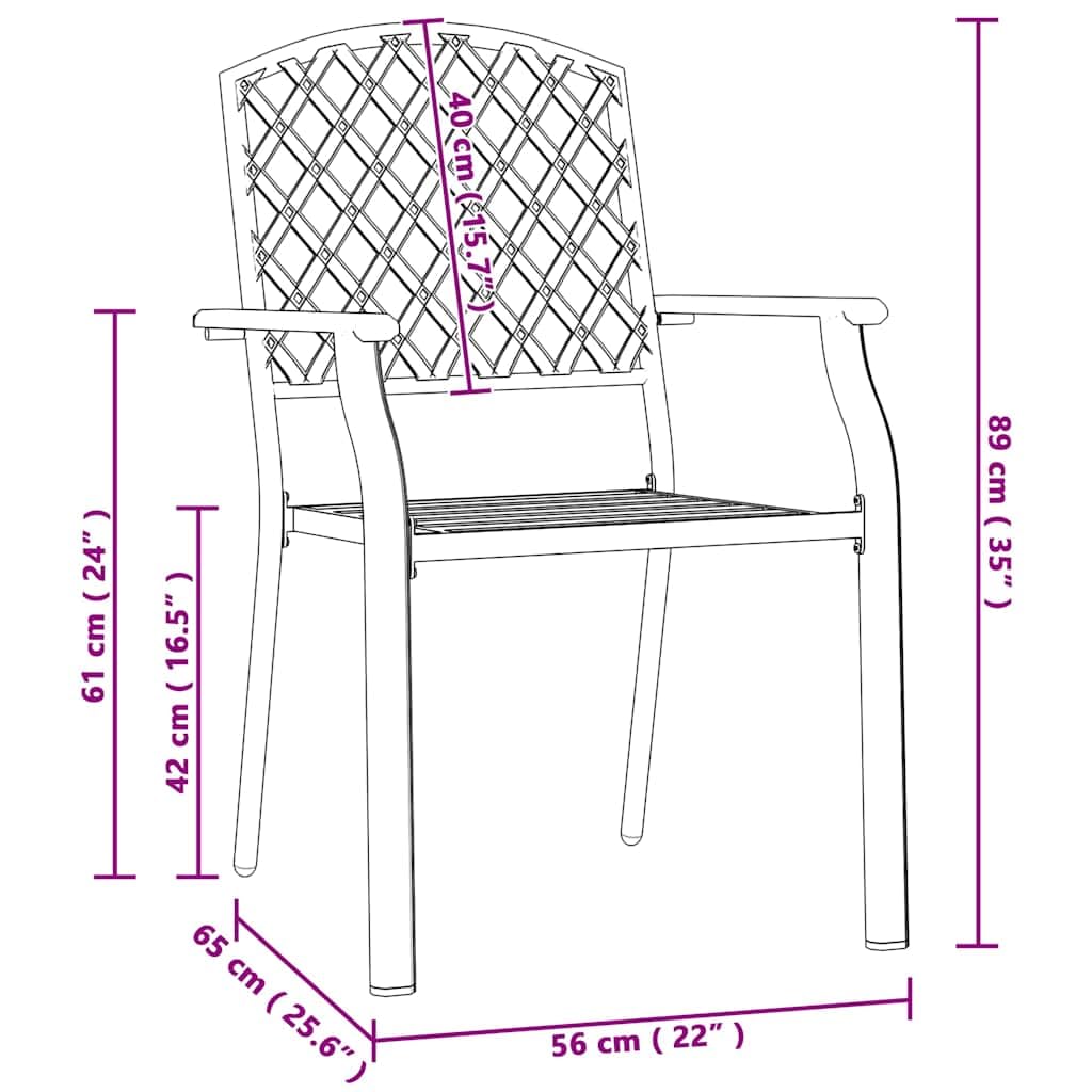 Anthracite Powder-Coated Steel Stacking Chairs Set of 2 N4214