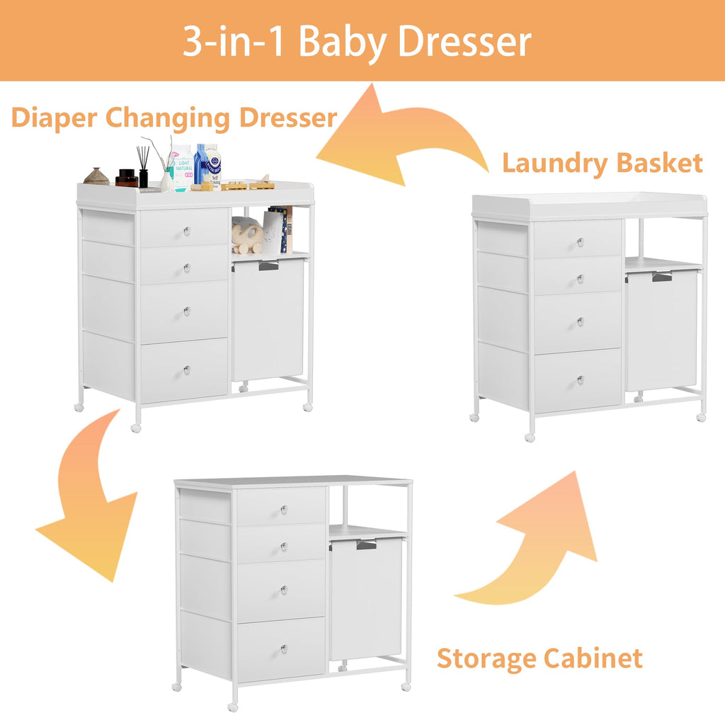 32.6" Baby Changing Station with 4 Wheels H4015
