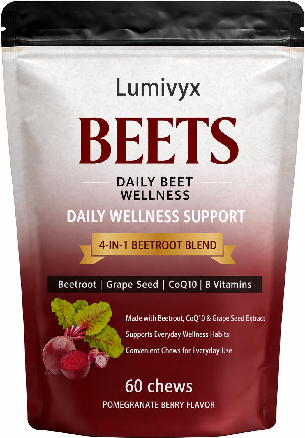 Beet Chews with Grape Seed Extract & CoQ10, 60 Chews X441