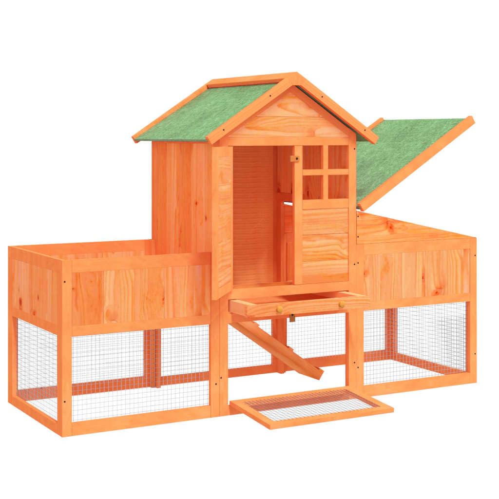2-Tier Wooden Rabbit Hutch with Run and Nesting Box R170