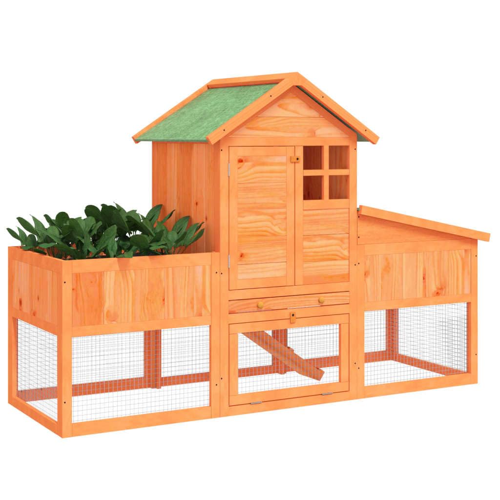 2-Tier Wooden Rabbit Hutch with Run and Nesting Box R170
