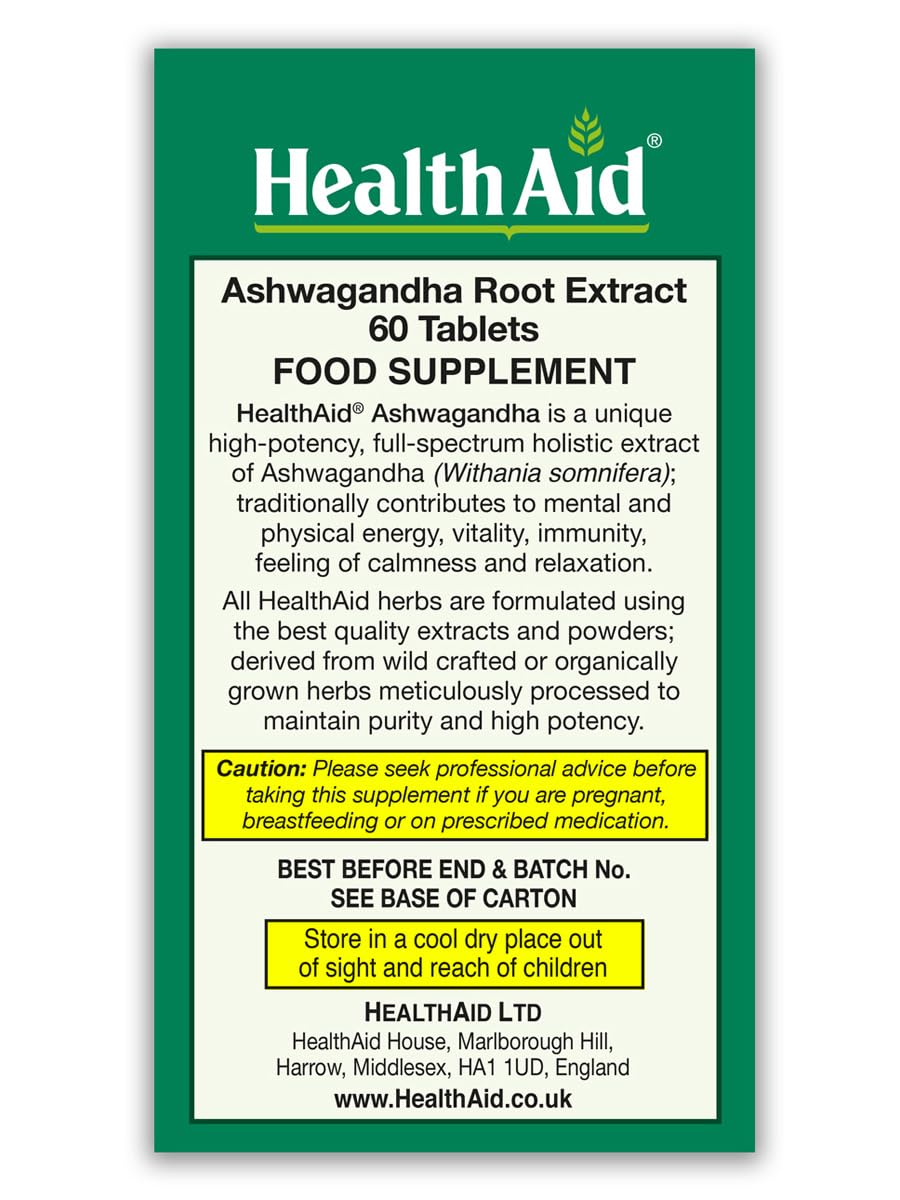 Ashwagandha 350 mg Vegan Standardized Root Extract 60 Tablets W95453