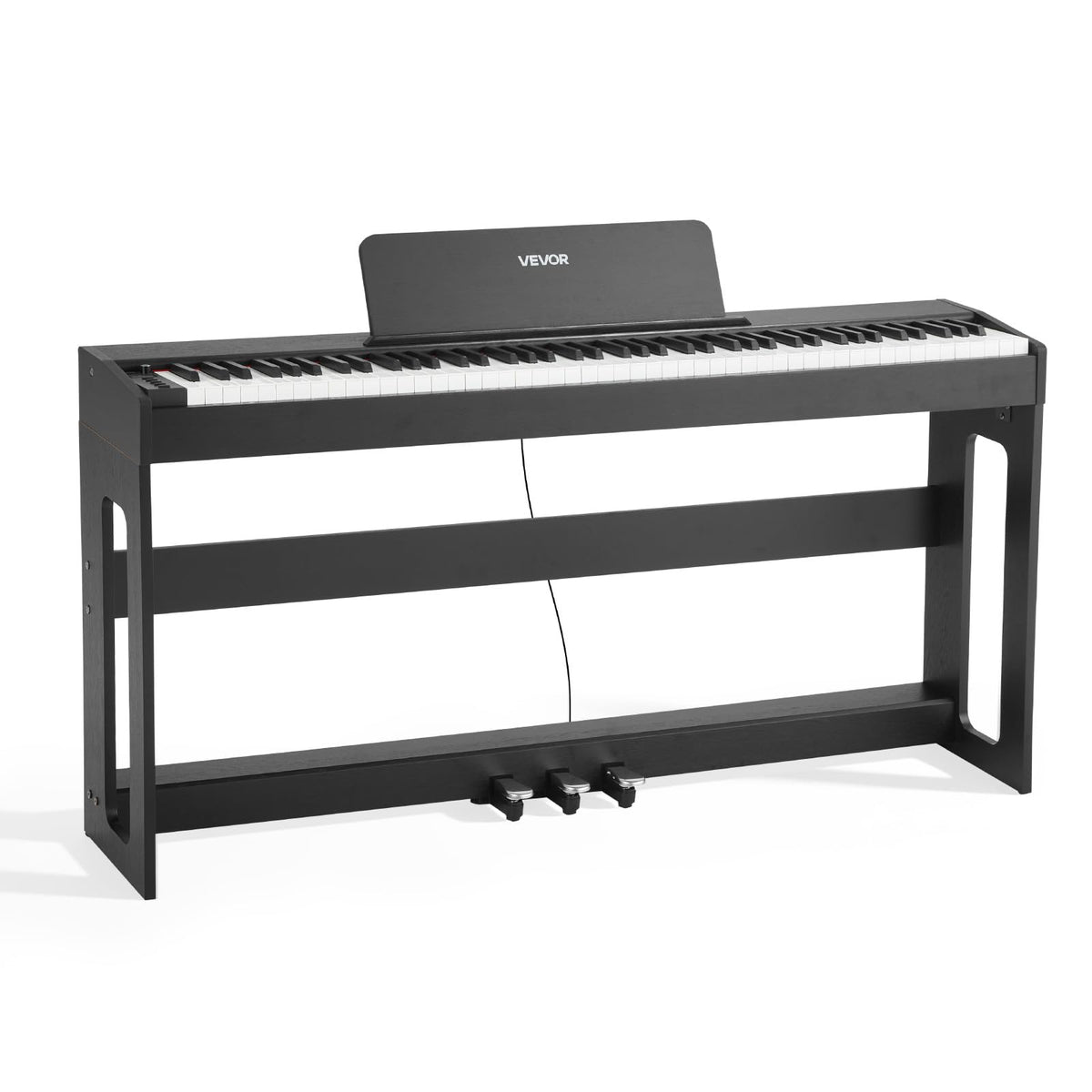88 Keys Weighted Digital Piano with Furniture Stand and Triple Pedal, Black I612798