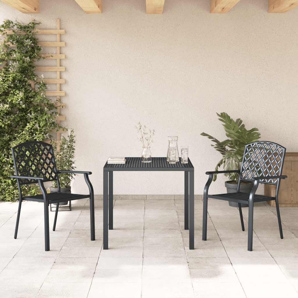Anthracite Powder-Coated Steel Stacking Chairs Set of 2 N4214