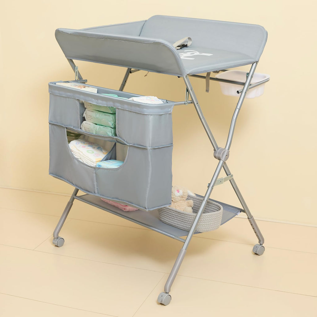 Foldable Baby Changing Table with Wheels I864903
