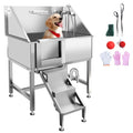 38" Stainless Steel Dog Grooming Tub with Sliding Door S23071