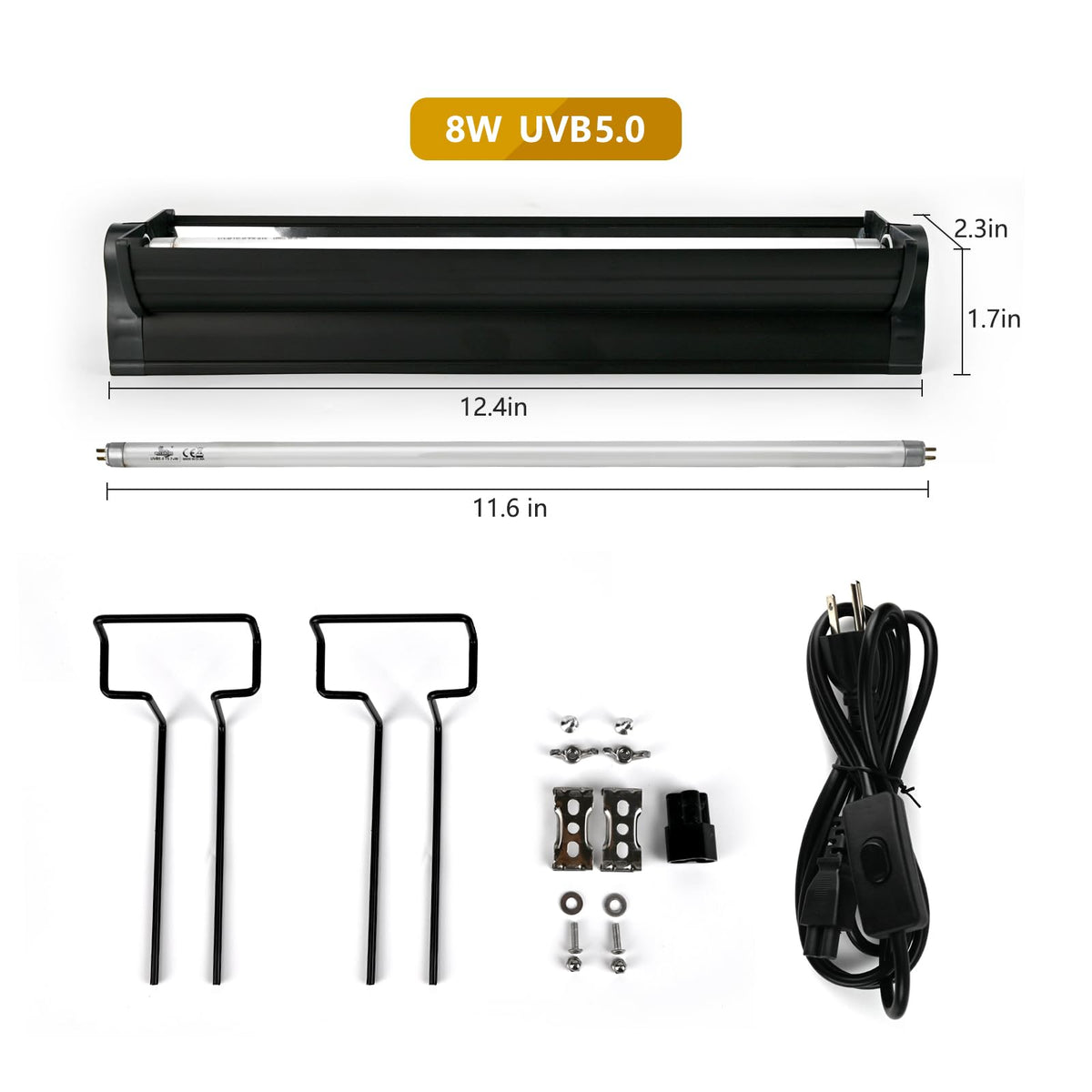 8W T5 UVB Lighting Combo Kit with Desert 5.0 Bulbs D35167