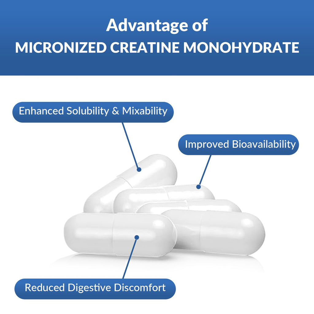 5000mg Micronized Creatine Monohydrate Capsules with Vitamin B12, Vegan, Gluten Free, 150 Count K714