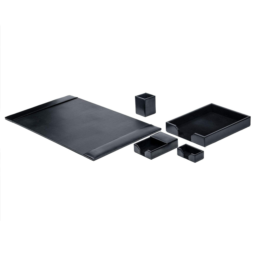 Black Bonded Leather 5-Piece Desk Set Y21825