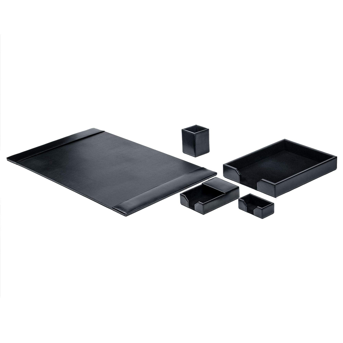 Black Bonded Leather 5-Piece Desk Set Y21825