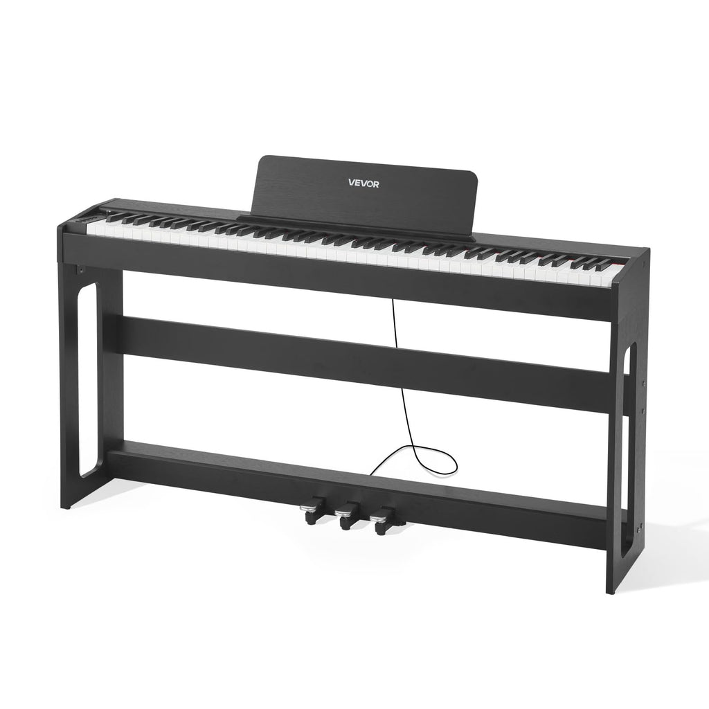 88 Keys Weighted Digital Piano with Furniture Stand and Triple Pedal, Black I612798