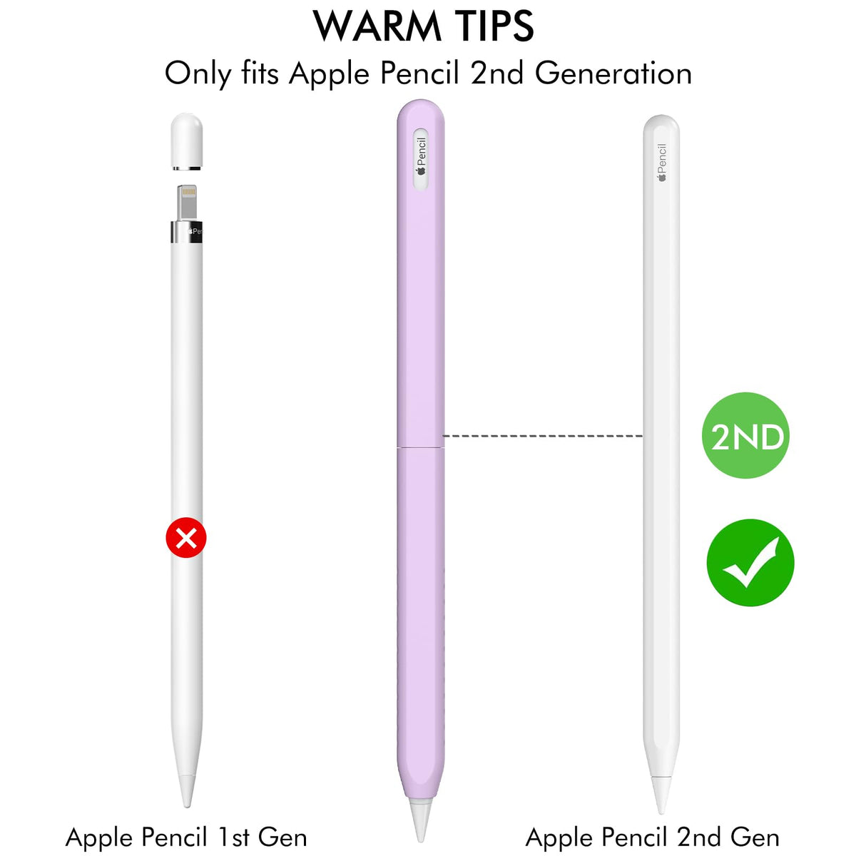 2 Pack Silicone Case for Apple Pencil 2nd Generation I724