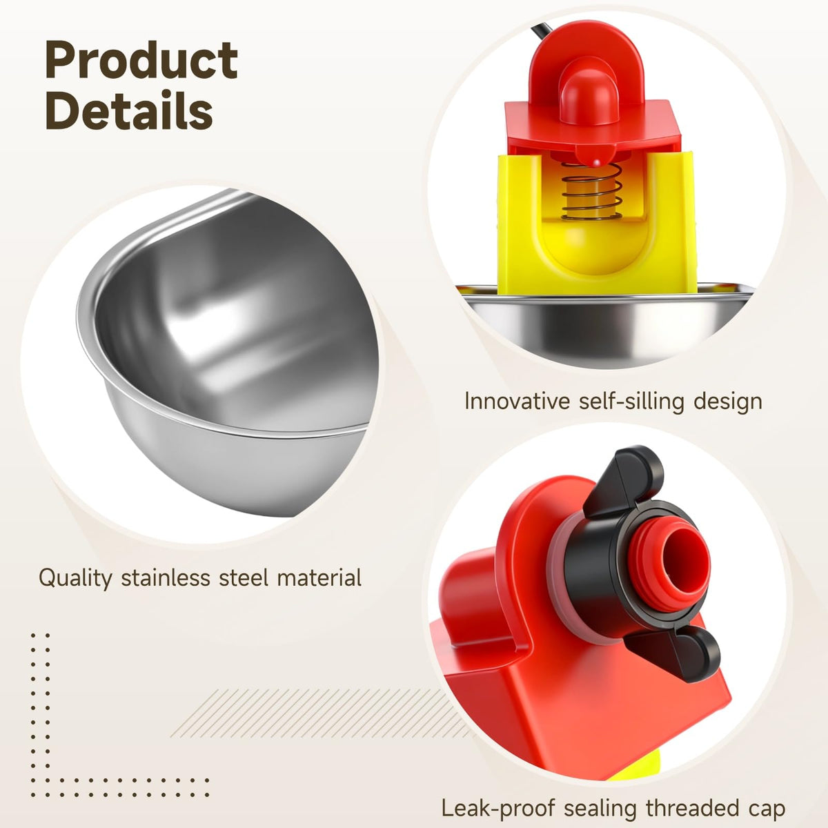 12 Pcs Stainless Self-Filling Chicken Water Cups G630