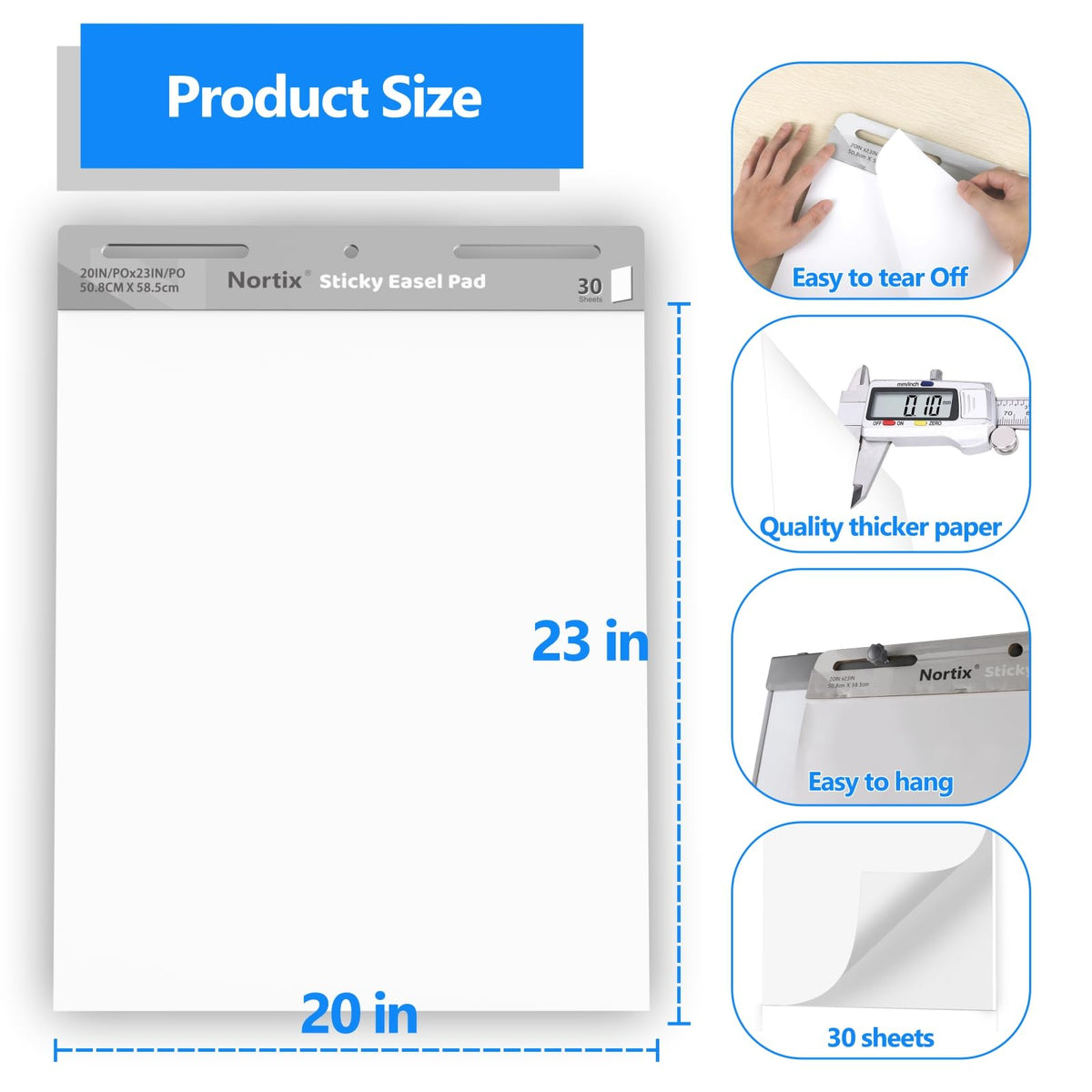 Sticky Easel Pads, 20 x 23 inch, 30 Sheets/Pad, 8 Pads W8935