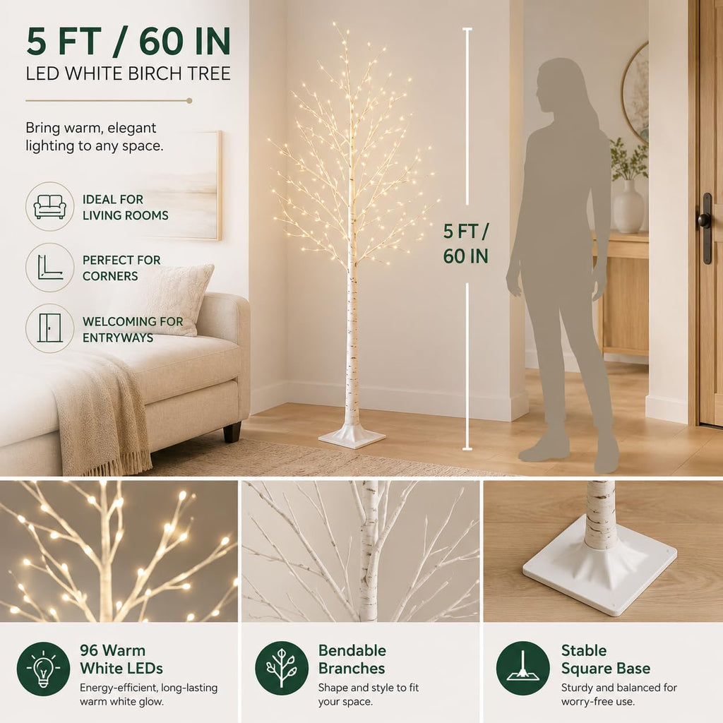 5FT Birch Tree with Lights U28118
