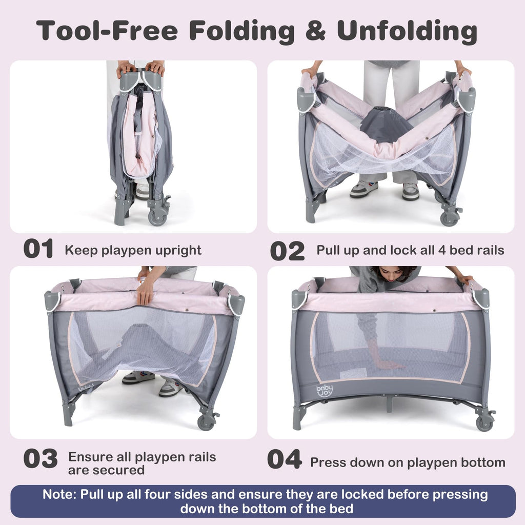 5 in 1 Pack and Play with Bassinet and Diaper Changing Table S5634