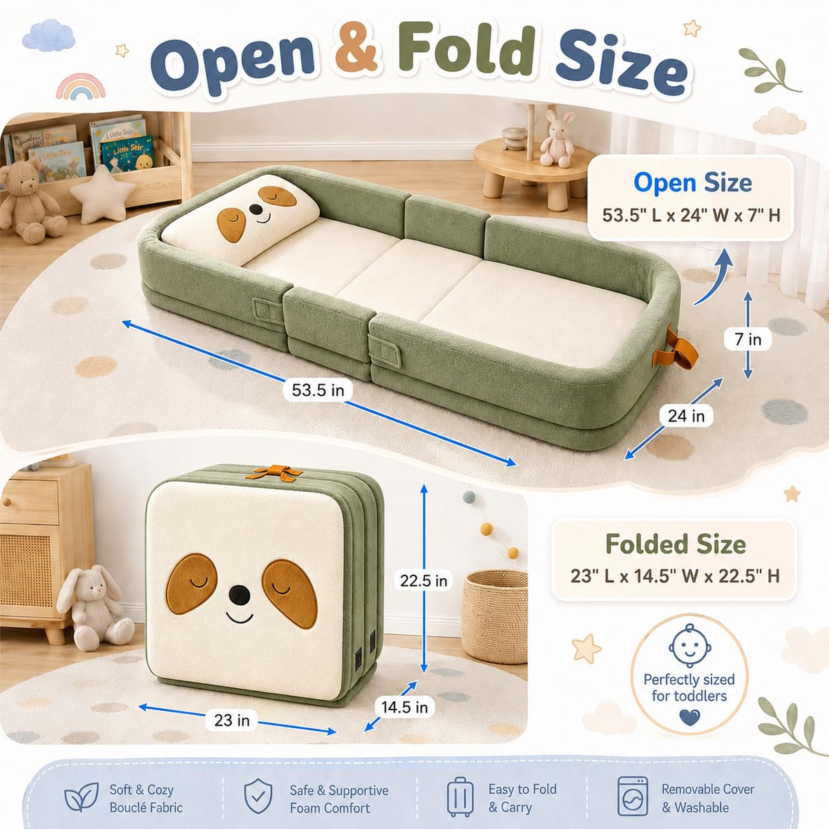 Foldable Portable Toddler Travel Bed with Pillow L5009