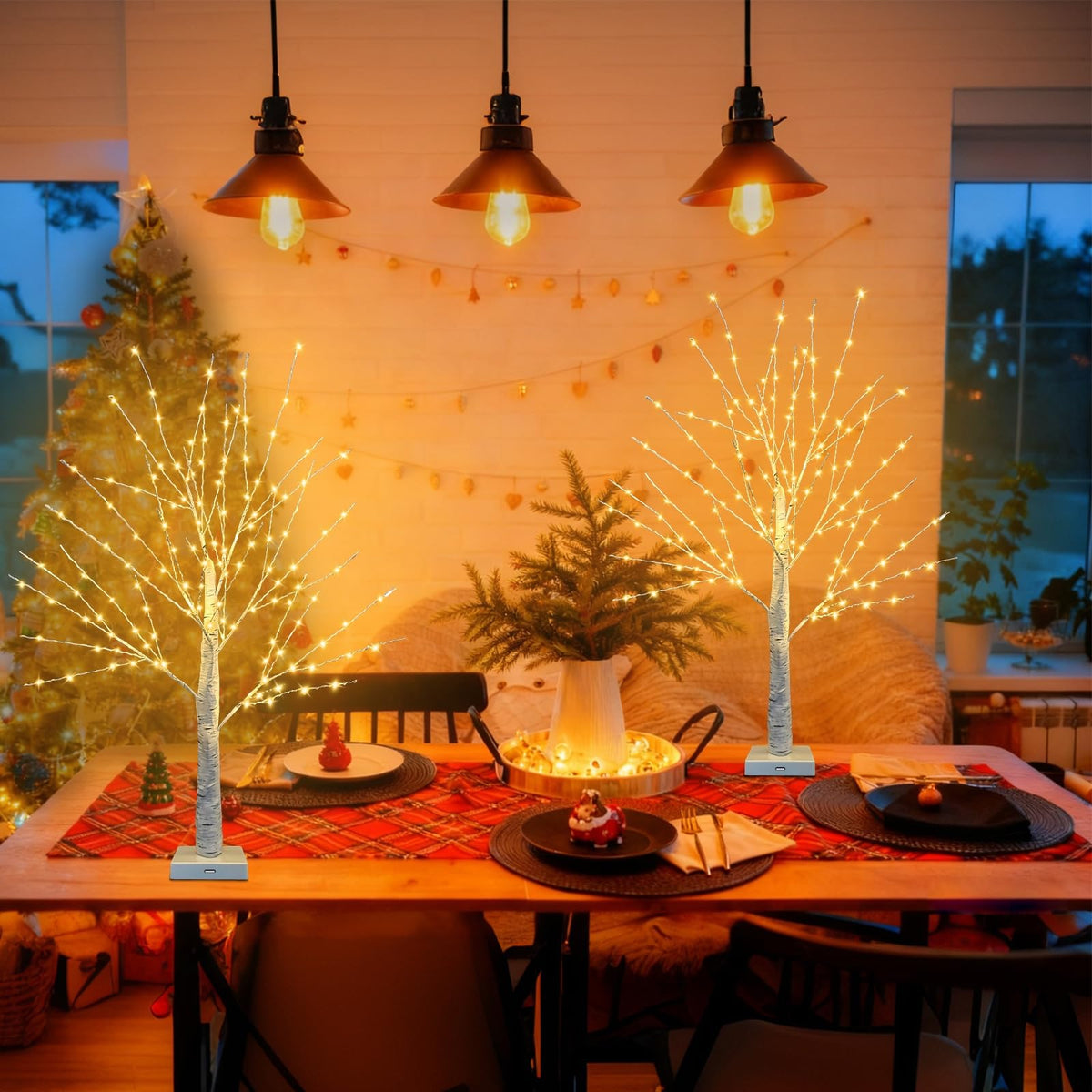 24 Inch LED Birch Tree 2 Pack V1710