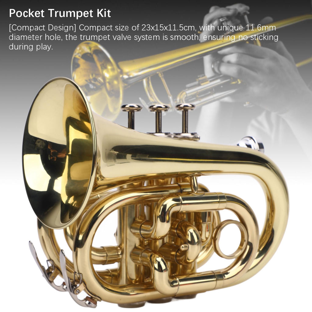 Bb Pocket Trumpet, Ni Plated Brass with 7C Mouthpiece U43846