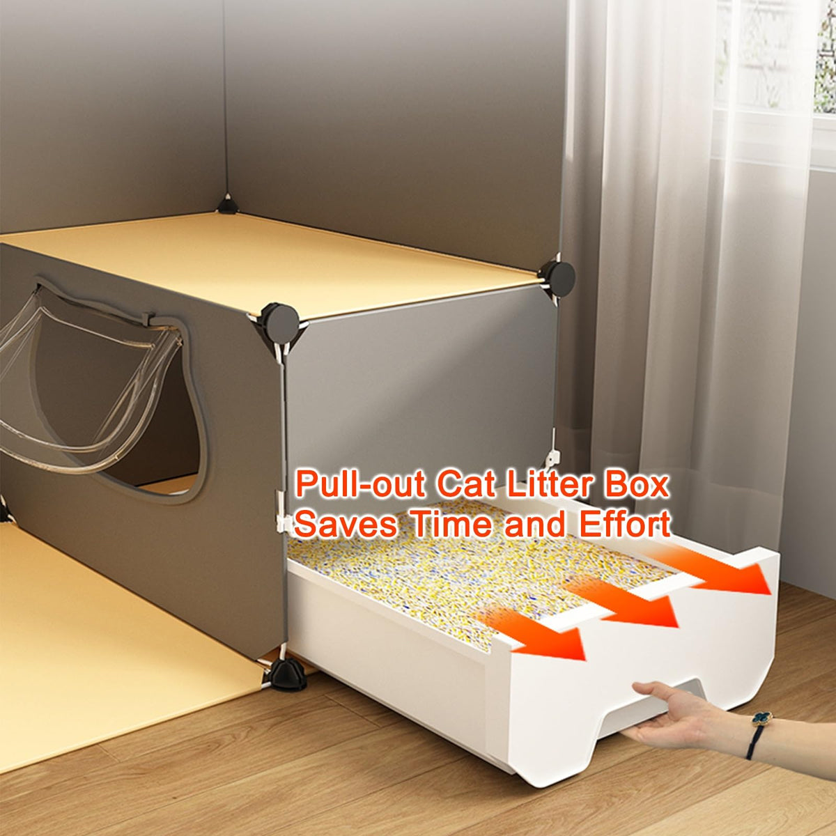 Large 3-Tier Detachable Metal Wire Cat Kennel with Litter Box and Hammock Z2094