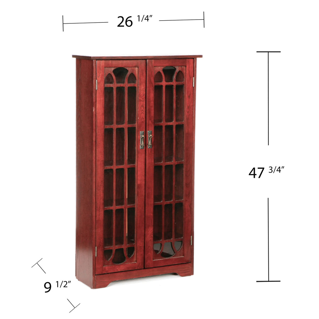 Cherry Brown Glass and Wood Media Cabinet I471398
