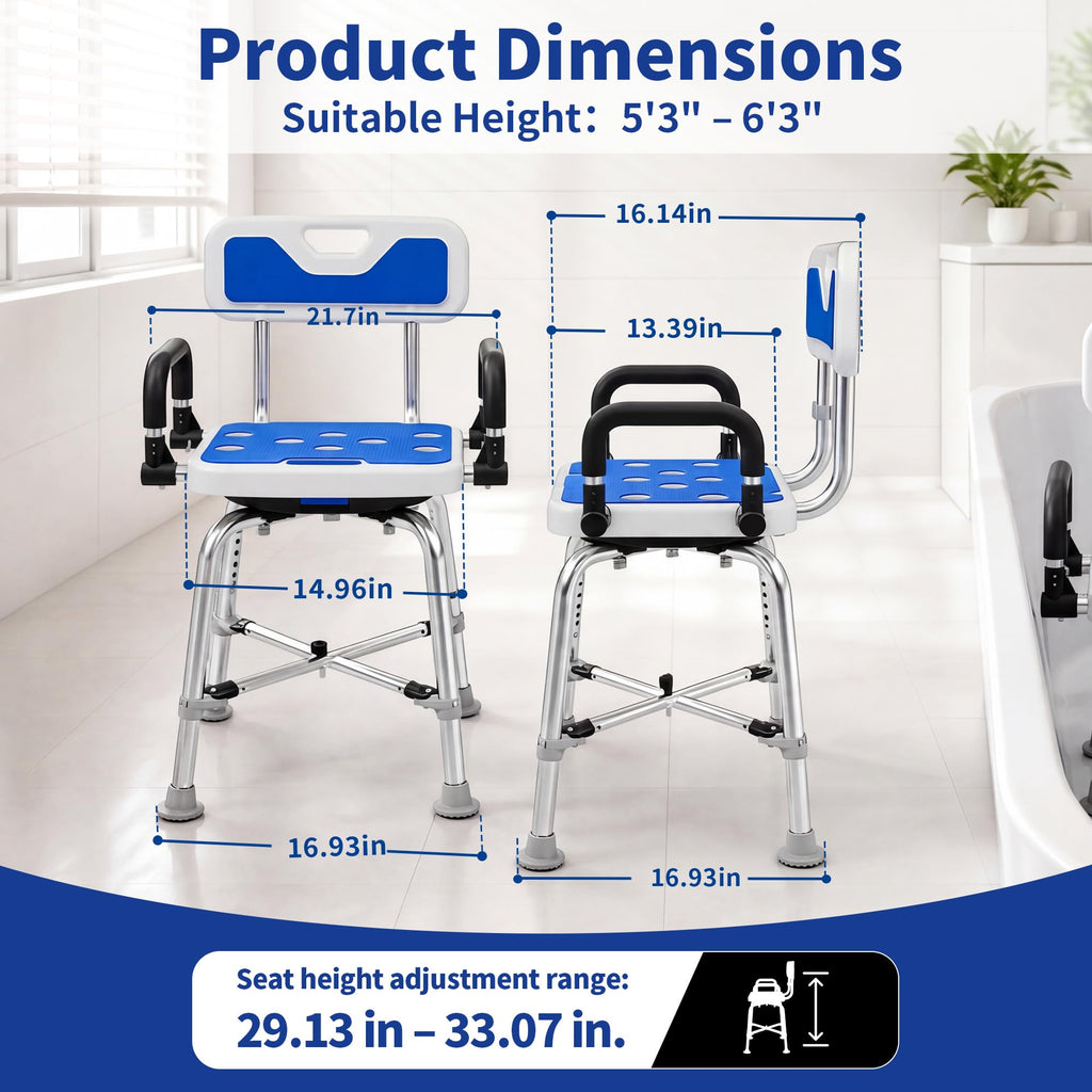 360° Swivel Shower Chair, 500 lbs Capacity, Height Adjustable F924772