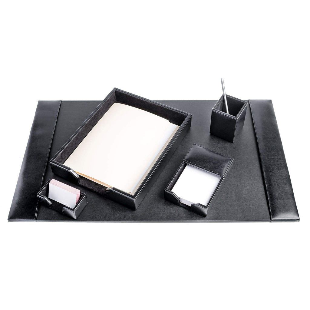 Black Bonded Leather 5-Piece Desk Set Y21825