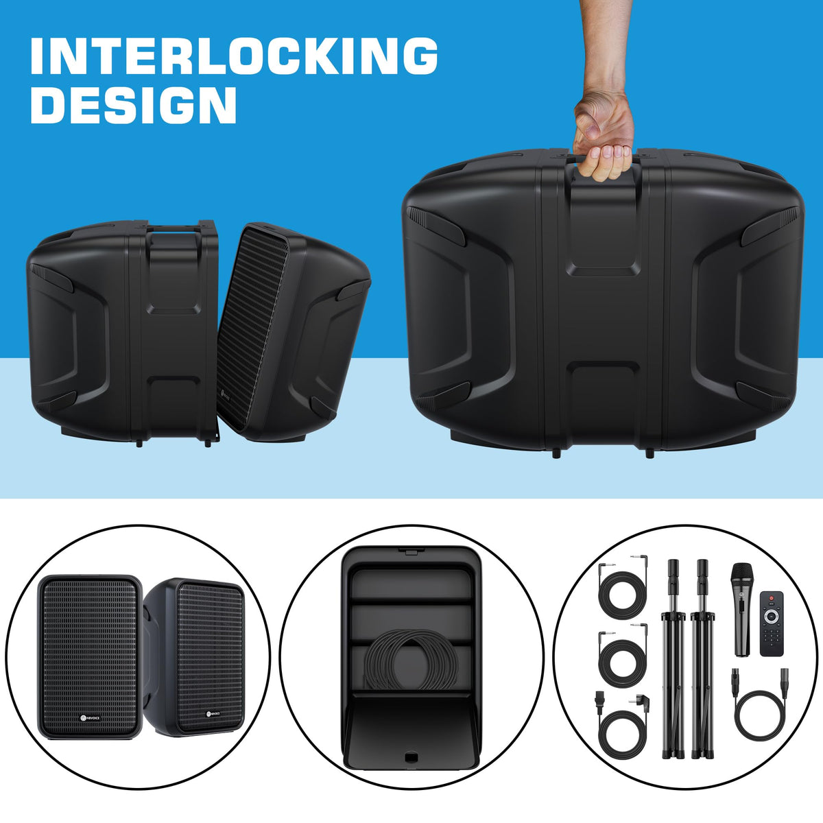Portable All-in-One 2-Way PA System with 8-Channel Mixer W9373