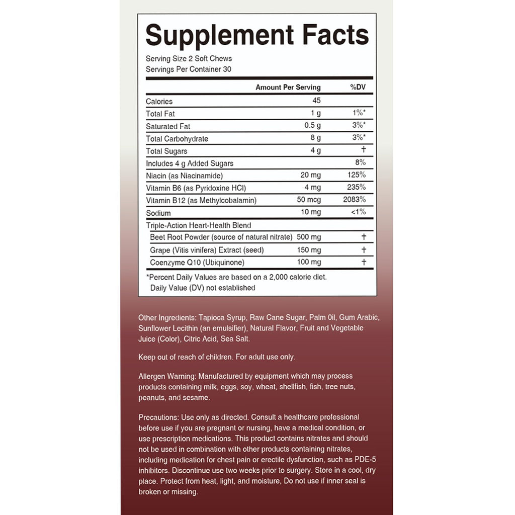 Beet Chews with Grape Seed Extract & CoQ10, 60 Chews X441